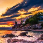 summer coast in Croatia, wonderful sunset view, Rijeka resort, Croatia, Europe Von Rushvol