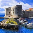 Landmarks of Croatia- splendid Dubrovnik. View with castle and harbor Von Freesurf